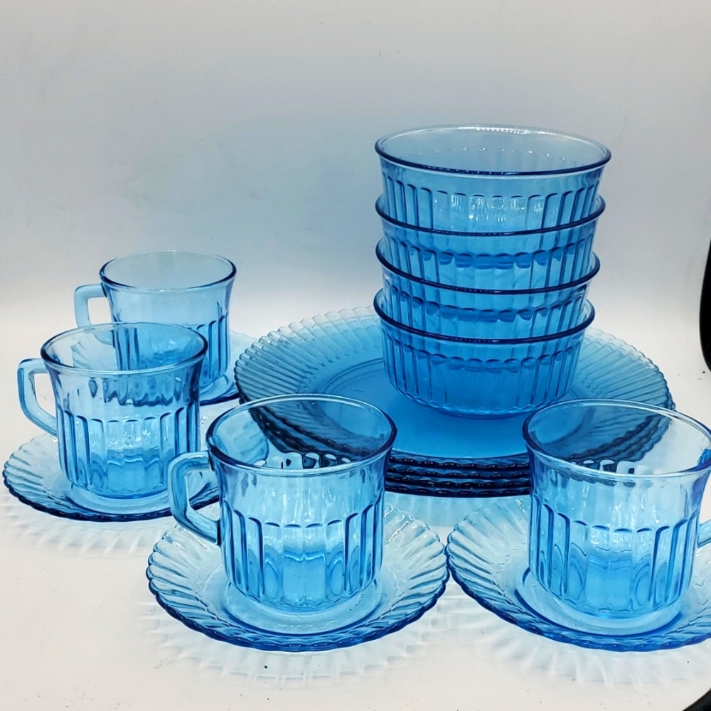 Vintage Fortecrisa Azure Ice Blue dinnerware